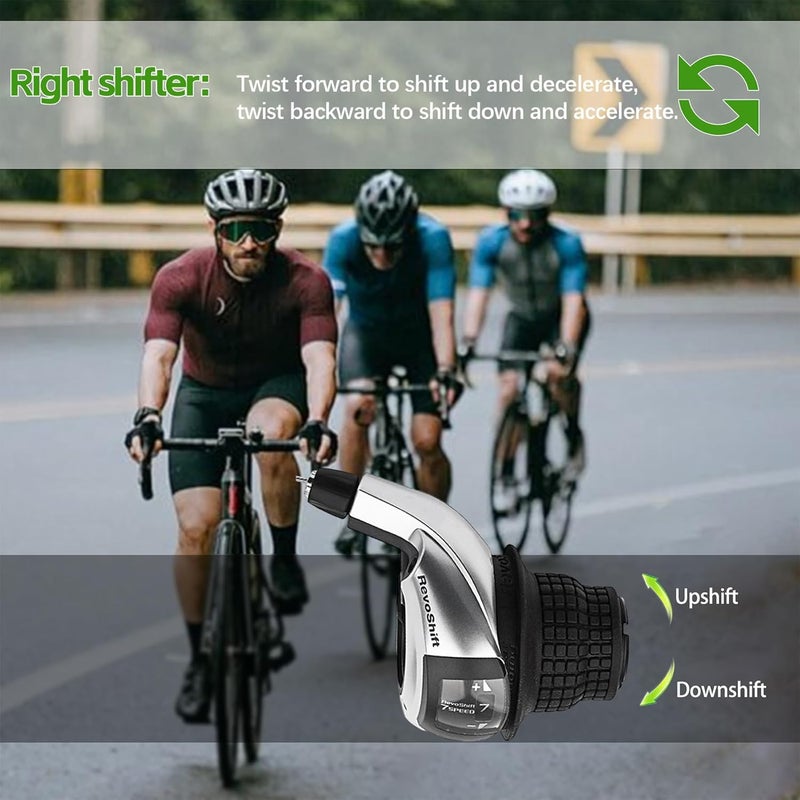 Tailcle 7 Speed Grip Shifter, Right 7 Speed Shifters Bicycle Gear Shifter 7 Speed for MTB City Commuter Youth & Kids Bikes (Silver and Black) - Image 4